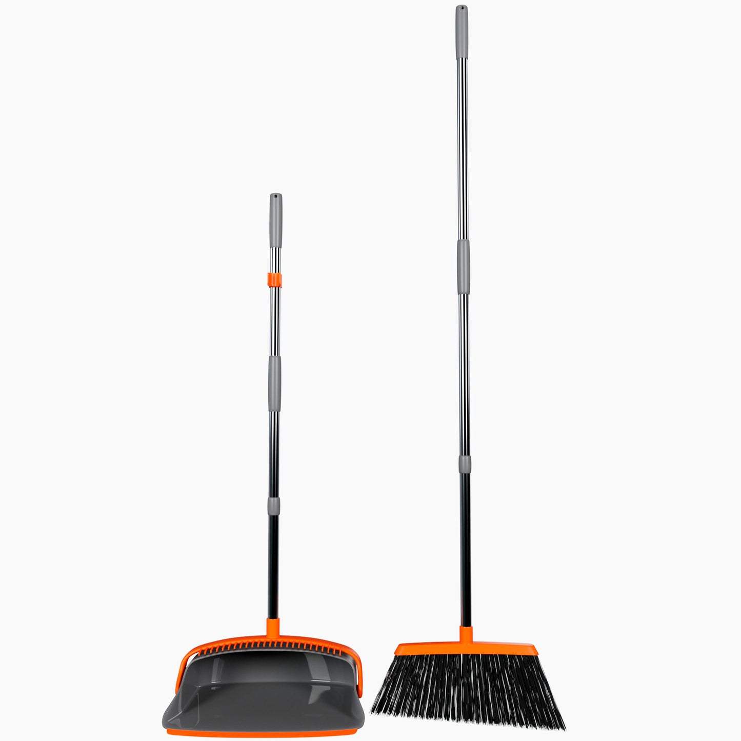Broom and Dustpan Set | 55" Long Handle | Colour: Orange & Grey | Case: 12 units